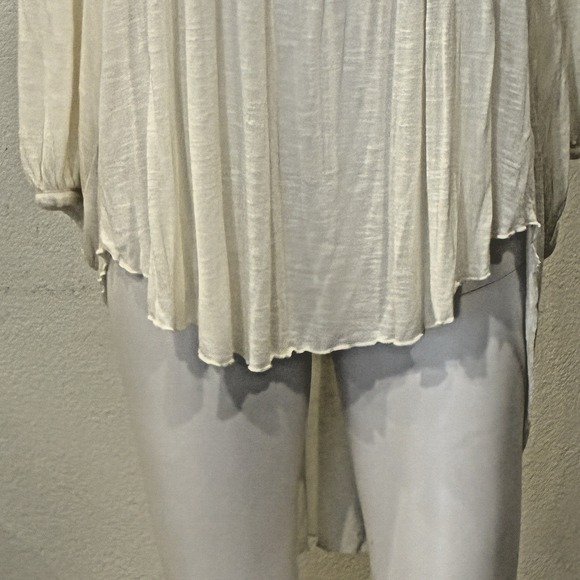 Free People Free Bird Embroidered Hi Lo Peasant Top Sz L Flowy Boho Renaissance‎ - Picture 3 of 13